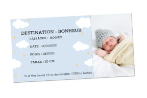 Faire-part naissance - Carte d'embarquement 06