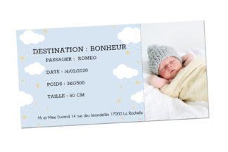 Faire-part naissance - Carte d'embarquement 06